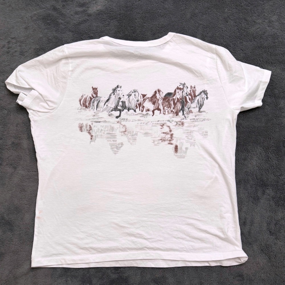 Abercrombie & Fitch Skimming Tee Women M White Horse Graphic Western - Picture 5 of 5